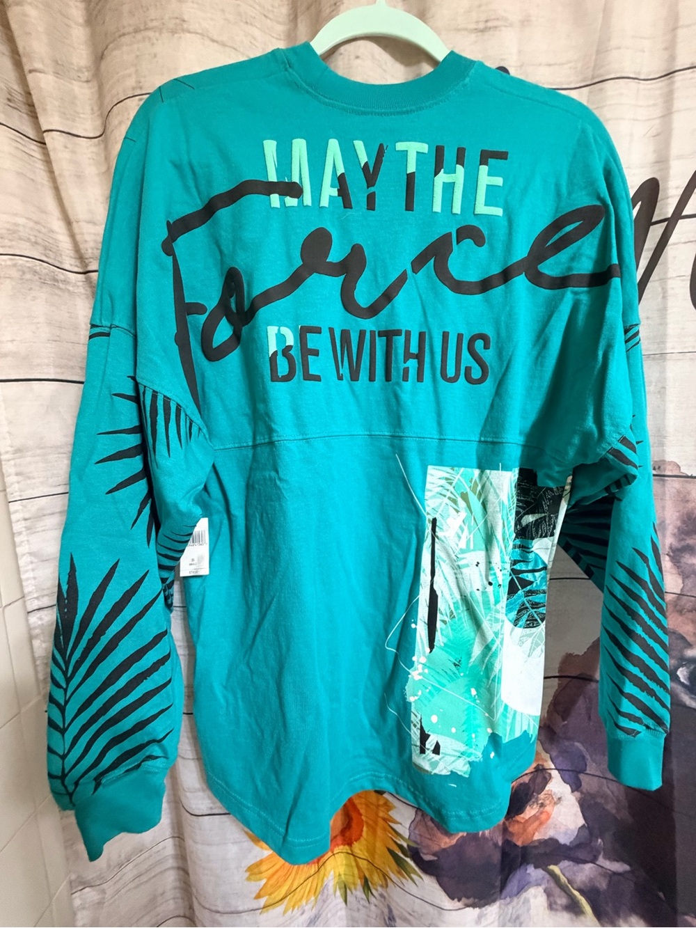 Woman May The Force Be With Us Teal Graphic Long-Sleeve Jersey Shirt
